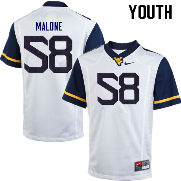 NCAA Youth Nick Malone West Virginia Mountaineers White #58 Nike Stitched Football College Authentic Jersey XH23E76TT